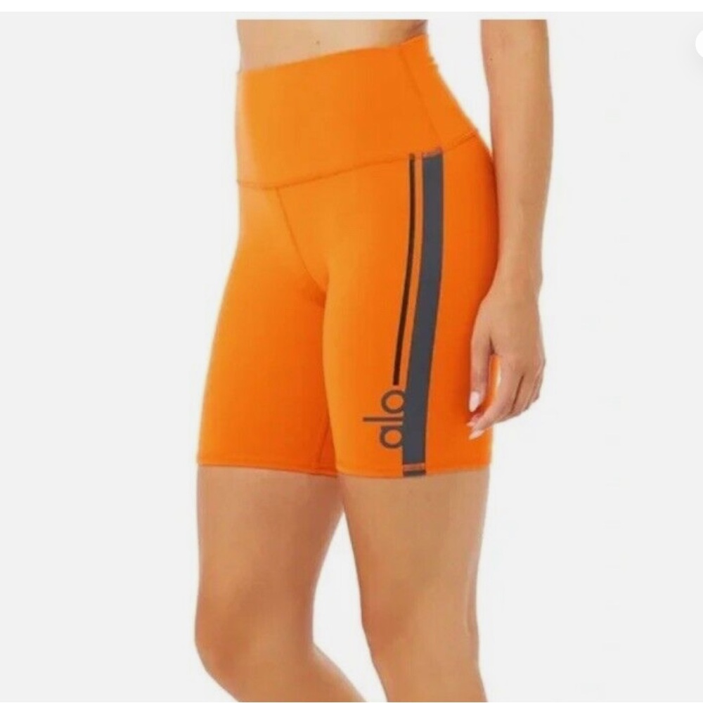 ALO high Waist Tangerine Orange Biker Shorts; size XS
